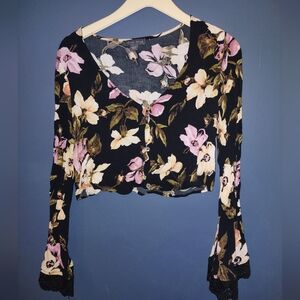 Kendall & Kylie Floral Bell Sleeve Top